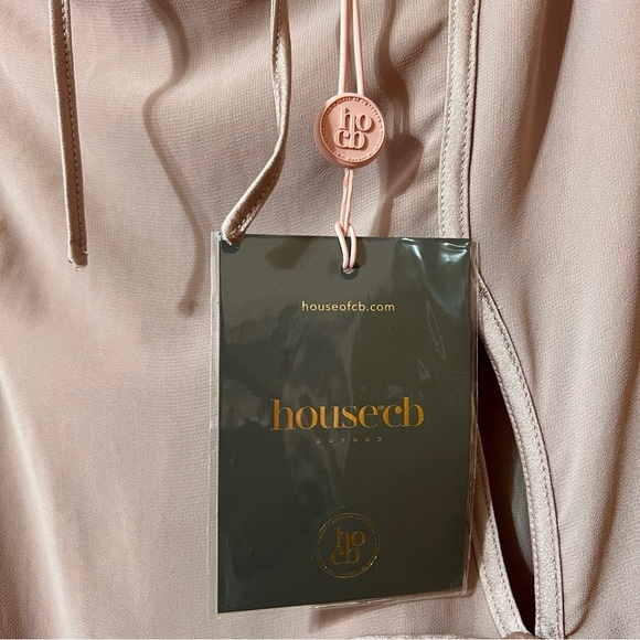 House of CB | NWT Ophelia Dress Blush Cutout Midi Dress Bow Ties Pink Size S - Picture 5 of 16